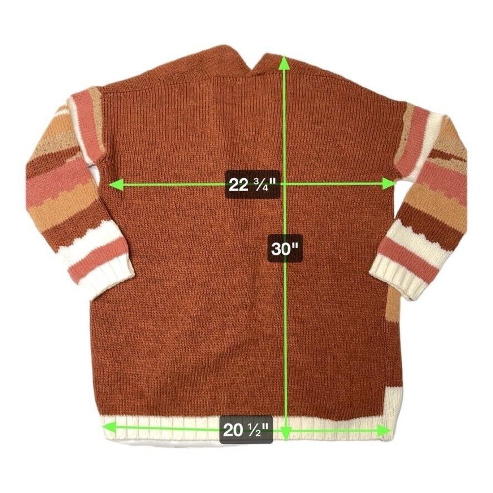 Boho Aztec Cardigan Womens M NWT‎ Made in Italy Earth Tone Cozy Fall Sweater - Picture 4 of 4